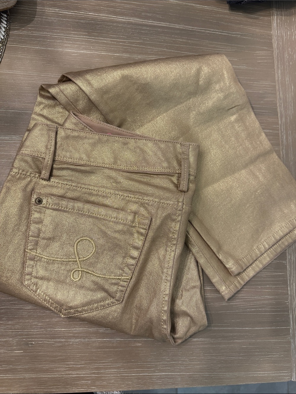 Lilly Pulitzer Metallic Gold Straight-Leg Jeans